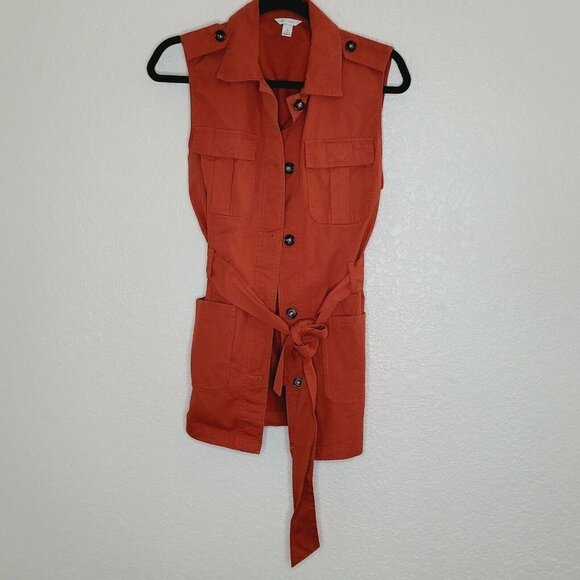 Cato Burnt Orange Sleeveless Belted Cargo Utility Top Size Small - Picture 8 of 12
